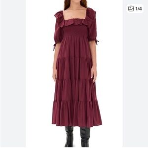 Hill House Corinne Burgundy Midi Dress